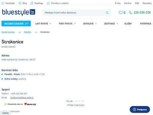 navštivte nás na pobočce v strakonice nebo si vyberte zájezd na webových stránkách. poleťte s ck blue style za sluníčkem. pomůžeme vám s výběrem.