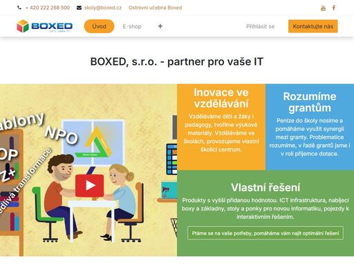 kompletní nabídka it vybavení a služeb pro školy. počítače, notebooky, tablety, projektory, interaktivní obrazovky, nabíjecí boxy a další vybavení učeben. montáže a školení kdekoliv po čr.