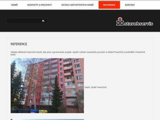 služby firmy stavebservis: rekonstrukce a revitalizace bytových a panelových domů, zelená úsporám, reality.
