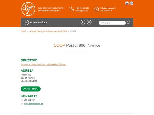 svaz českých a moravských spotřebních družstev - skupina coop. největší síť maloobchodních prodejen v české republice.