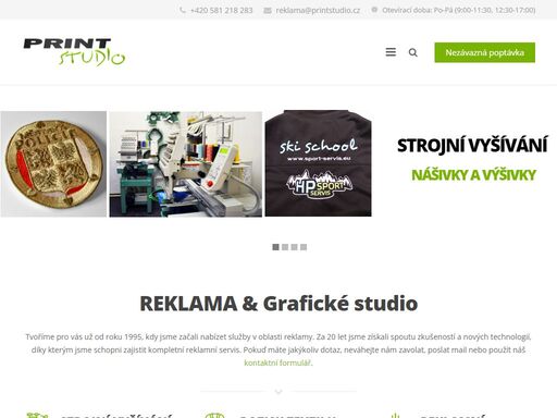 zajišťujeme tisk, strojní vyšívání, potisk triček, reklamní polepy, 3d loga, www stránky a další reklamní služby.