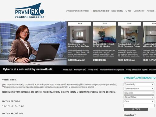 první rk, web realitní kanceláře