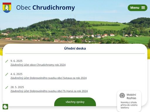 obec chrudichromy se rozprostírá na úpatí kopce habří 441m, pozvolna skloněného do údolí řeky svitavy, 3 km severozápadně od boskovic.