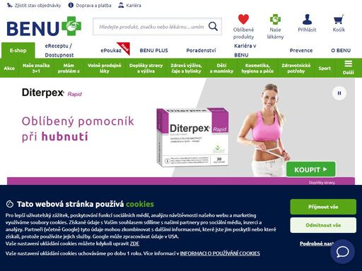 online lékárna benu vám nabízí sortiment léků, doplňků stravy nebo kosmetiky s více jak 350 pobočkami. nakupte za skvělé ceny s odběrem zdarma!