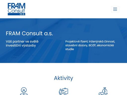 investiční výstavba, projektové řízení, inženýrská činnost, stavební dozor, bozp, ekonomické studie fram consult a.s. je projektová, konzultační a inženýrská společnost, specializovaná na komplexní řešení problematiky dopravní infrastruktury, zejména železničních staveb, silničních a dálničních staveb, systémů městské hromadné dopravy.
