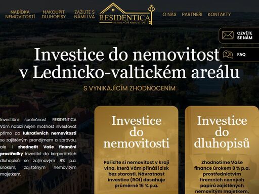 residentica.cz - investice do residenčních nemovistí v lednicko-valtickém areálu