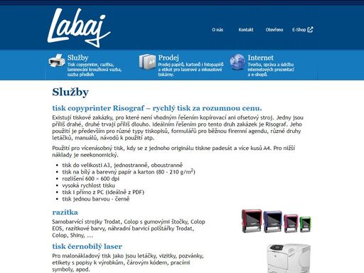 labaj - samolepicí etikety, samolepky, print etikety, grafické papíry, lesklé, matné fotopapíry pro laser a ink, potisk etiket, razíka, trodat, colop, colop eos