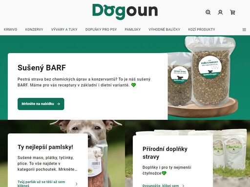 kvalitní krmivo značky bohemia pet food a dogoun. naší specialitou je sušený barf v základní receptuře i dietní. s výběrem pomůžeme a případně sestavíme na míru.