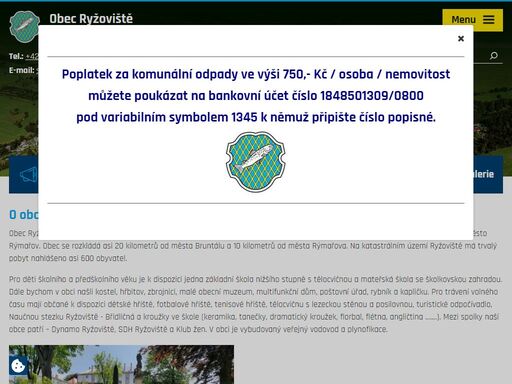 ryžoviště, s trvalým pobytem nahlášeným asi 600 obyvatel, leží na katastrálním území asi 20 km od bruntálu a 10 km od rýmařova, začleněná územně do okresu bruntál a náleží pod moravskoslezský kraj s rozšířenou působností města rýmařov.