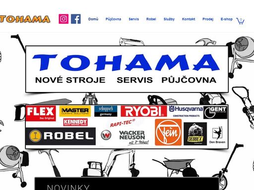 tohama.cz - obchod s nářadím a náhradními díly, servis malé mechanizace robel a wacker neuson, dílenská chemie tectane a čističe, vrtáky, vruty, násady, prodej nového zboží flex, ryobi, scheppach etc.