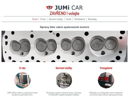 servisní služby, rovnání hlavy spalovacích motorů, tlaková zkouška, frézování sedel ventilů, broušení ventilů jumi_car je rodinnou společností, která se snaží prosadit na tuzemském i zahraničním trhu.