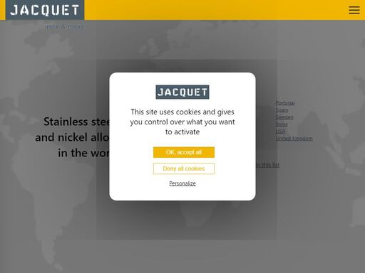 jacquet, distributing stainless steel, nickel alloys, cut parts, worldwide.