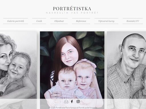 portrétistka nakreslí nebo namaluje na zakázku portrét podle fotografie. portréty uhlem, tužkou, pastelem, olejomalba, akryl. 