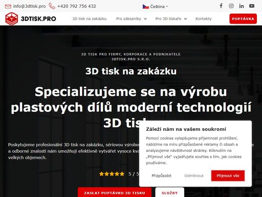 profesionální 3d tisk na zakázku, sériová výroba, rapid prototyping a 3d modelování. poskytujeme zakázkový 3d tisk termoplastů a kompozitů pro firmy.