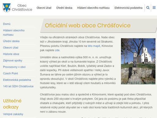 oficiální stránky obce chrášťovice, v jižních čechách. vedle základních údajích o obci zde najdete informace o aktuálním dění, různá oznámení, vyhlášky a zápisy z jednání zatsupitelstva.