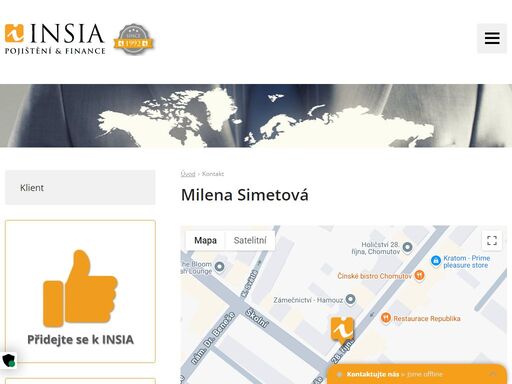 insia a.s. praha. jste makléř nebo zájemce o pojištění? kontaktujte naše specialisty nebo se na nás obraťte přes kontaktní formulář.