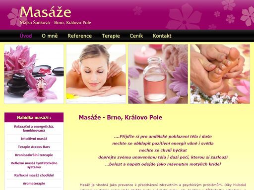 masáže majka šaňková, brno - královo pole. nabízím klasické, relaxační a terapeutické masáže, kraniosakrální terapii, reflexní masáž chodidel, moxování, aromaterapii, ...
