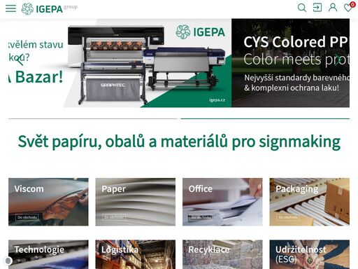 nabízíme kancelářské i grafické papíry, lepenky, kartony, obaly a média pro reklamu a signmaking, tiskové a dokončovací stroje.