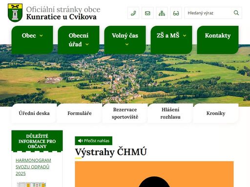 oficiální stránky obce kunratice u cvikova