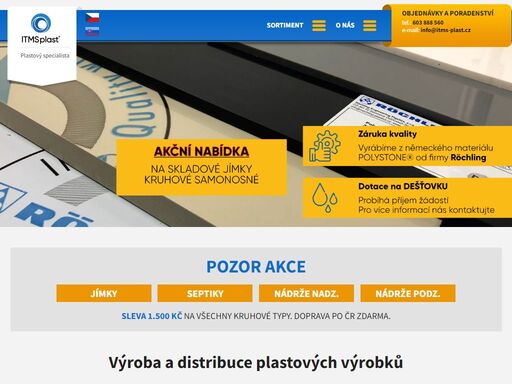itms plast je specialista na výrobu septiků, nádrží na vodu, jímek, pískových filtrů, plastových sklepů, vodoměrných šachet a šachet na vrtané studny, ale také distribuce bazénů na míru a čov.
