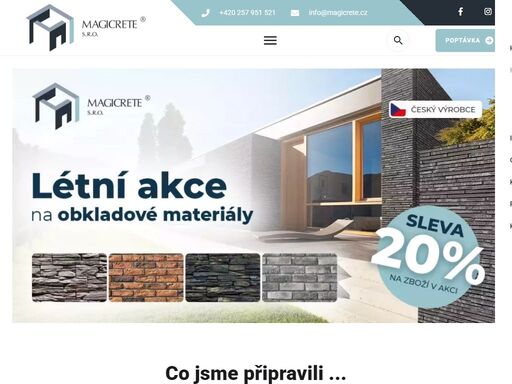 český výrobce umělého kamene a fasadních obkladů, obkladových panelů, betonových plotů a zateplovacích obkladů. navštivte náš web: www.magicrete.cz. telefon: +420 257 951 521