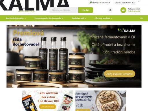 rodinná firma kalma vyrábí kvalitní rostlinné potraviny bez zbytečných přísad. fermentujeme, používáme české suroviny a věříme v jednoduché složení. objevte produkty pro vědomé stravování a chutné vaření – od tempehu po bezlepkové mouky.