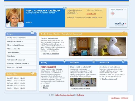 medikus - živá ordinace, prezentace lékařské ordinace. ordinační doba, fotogalerie ordinace, novinky z medicíny, objednání k lékaři, kontakt.