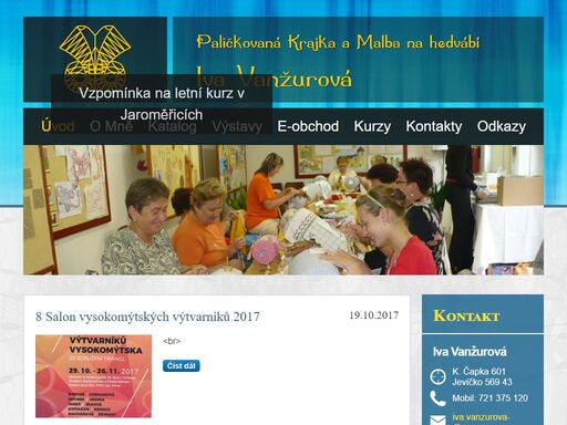 stránky věnované tvorbě paličkované krajky a malby na hedvábí ivy vanžurové.