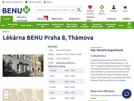 ?bezbariérová lékárna je umístěna u výstupu ze stanice metra křižíkova. provozní doba je uzpůsobena okolním kancelářím. sobotní provoz, výdejna e-shopu.?