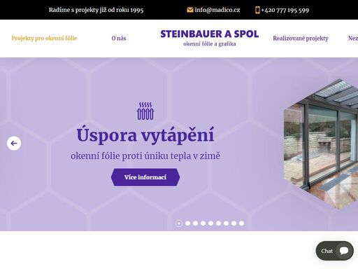okenní fólie pro bytové i komerční prostory. naše společnost steinbauer a spol., s.r.o. již více než 25 let na českém trhu instaluje a dodává funkční a kvalitní značkové fólie na prosklení a polykarbonát.