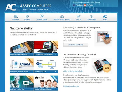 firma assec computers se zabývá servisními službami a prodejem informačních technologií, jako jsou servery, osobní počítače, operační systémy, informační systémy a v neposlední řadě správou sítí malých a středně velkých zákazníků.