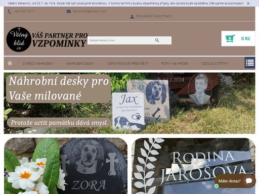 profesionálně vyrábíme náhrobní desky pro lidi a zvířata, vzpomínkové předměty, fotky nejen na hroby. důstojné vzpomínky na vaše milované.