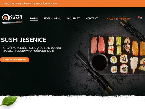 rozvoz sushi s možostí objednávky online.