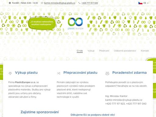 firma plasticeurope s.r.o. se specializuje na výkup a přepracování plastového materiálu. služby pro výkup plastů jsou určeny pro občany, občanské sdružení a firmy.