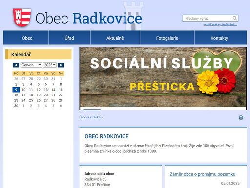 oficiální stránky obce radkovice