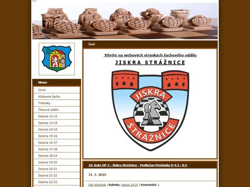 webové stránky šachového oddílu jiskra strážnice