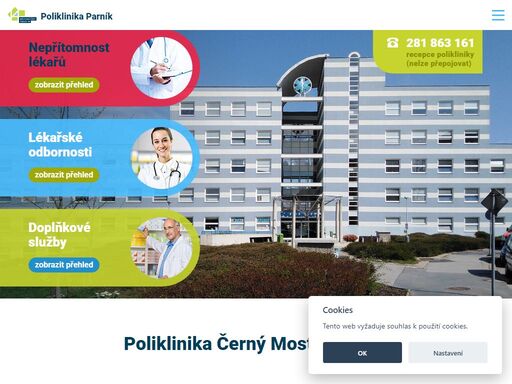 poliklinika parník černý most sídlící na praze 9, v ulici generála janouška nabízí širokou nabídku následujících lékařských služeb, dále i lékárnu a restauraci.