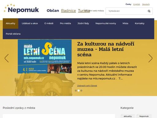 oficiální online prezentace města nepomuk, rodiště svatého jana nepomuckého a městského úřadu v nepomuku v plzeňském kraji, plzeň-jih.