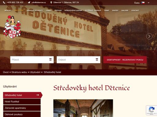 resort dětenice se nachází v českém ráji pouze 65 km od prahy|středověká krčma, zámek, pivovar, středověký hotel, hotel rustikal, rytířské turnaje