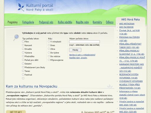 kam za kulturou v nové pace a blízkém okolí - divadlo, filmy, koncerty, výstavy, přednáąky | www.kultura-novapaka.cz