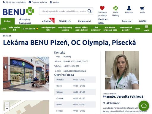 ?prodloužená otevírací doba a bezbariérový přístup. výdejní místo e-shopu. rozšířený sortiment dermokosmetiky, dětského zboží a zubní a geriatrické péče.?