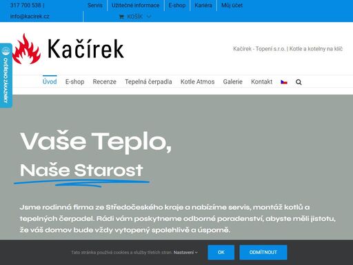 kačírek - topení s.r.o. prodej a montáž atmos a nibe. oslovte rodinnou firmu kačírek -topení s.r.o. tradicí.