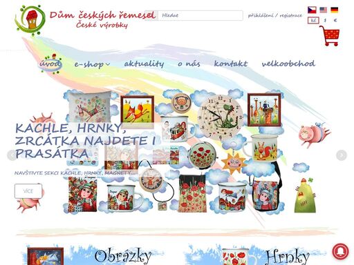 dům českých řemesel  -  vyrábíme české hračky, upomínkové předměty, hračky pro nejmenší, obrázky, trička, loutky, hrnky, maňásky, marionety, magnety
