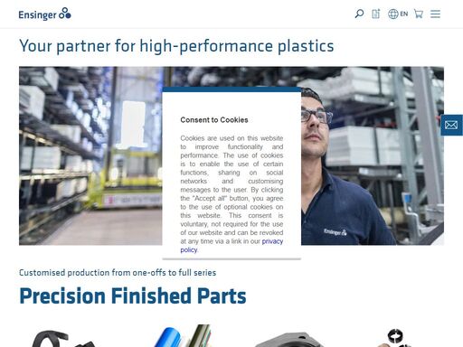 the ensinger group is engaged in the development, manufacture and sale of compounds, semi-finished materials, composites, technical parts and profiles made of engineering and high performance plastics.
