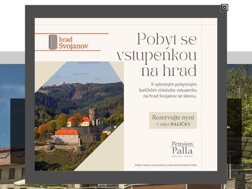pension palla nabízí ubytování, rekreační pobyty, rodinnou rekreaci, školy v přírodě, firemní školení. penzion disponuje restaurací s domácí kuchyní a venkovní terasou s posezením pod slunečníky, v letních měsících i s prodejem točené zmrzliny.