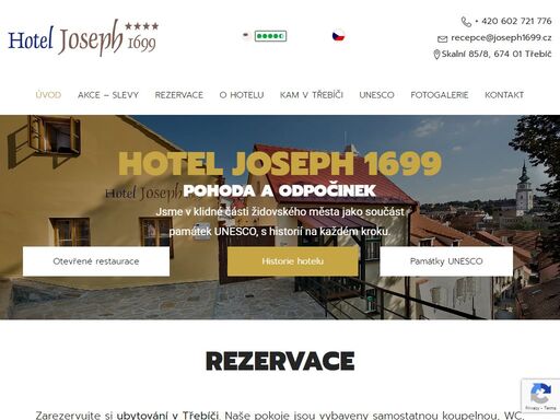 rezervujte komfortní ubytování v centru města třebíče uprostřed památkové zóny unesco. v ceně wifi na pokoji, parkování na vyhrazeném parkovišti přímo u hotelu.
