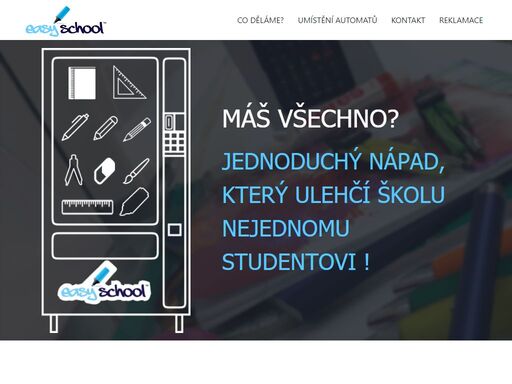 automat na školní potřeby. automat pro školy, který místo cukrovinek nabízí školní pomůcky! easyschool. automat. školní pomůcky. máš všechno? ve škole.