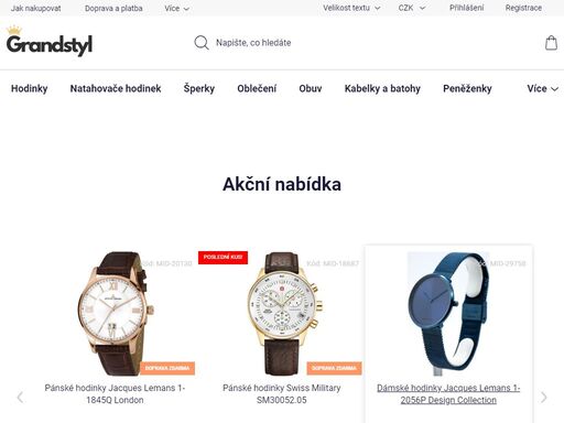 e-shop s nabídkou značkových šperků , hodinek a doplňků , velký výběr značkových hodinek, krásné kabelky a peněženky za skvělé ceny , doprava zdarma od 3000kč , možnost platby kartou nebo na splátky.