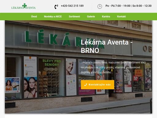 lékárna v centru brna s prodejem  léků na recept nebo na volný prodej, ortopedická obuv, vitmaníny, homeopatika a doplňkový sortiment.