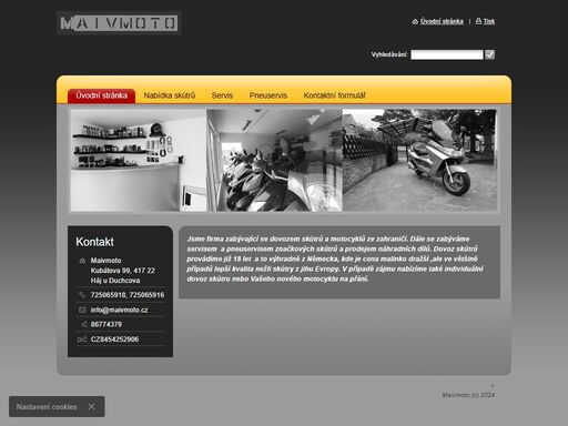 jsme firma zabývající se dovozem skútrů a motocyklů ze zahraničí. dále se zabýváme servisem  a pneuservisem značkových skútrů a prodejem náhradních dílů....